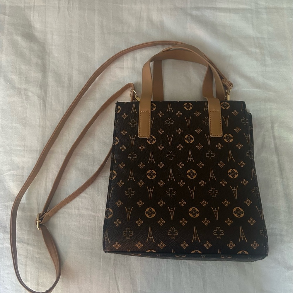 Tan and dark brown Tote Bag